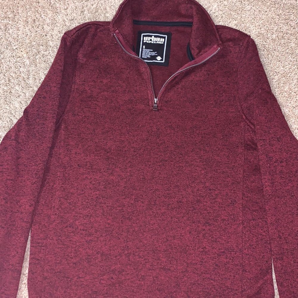Men’s Urban Pipeline Maroon Fleece Half Zip Sweater Size Small - Picture 5 of 10